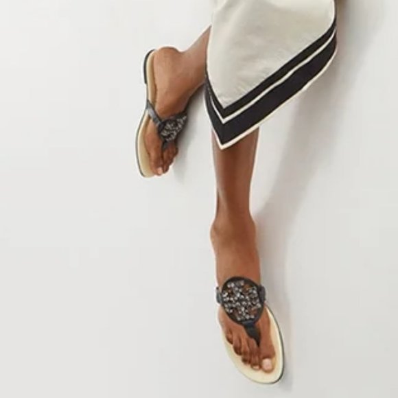 Tory Burch MANY SIZES CRYSTAL MILLER SOFT SANDAL Embellished Jeweled Two Tone - Picture 7 of 10